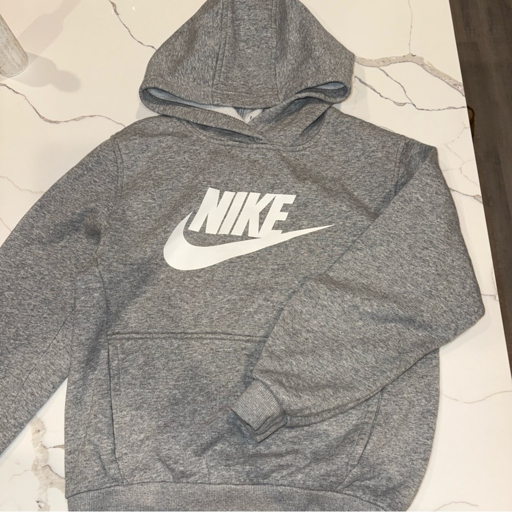 Nike Gray Pullover Hoodie with Iconic Swoosh